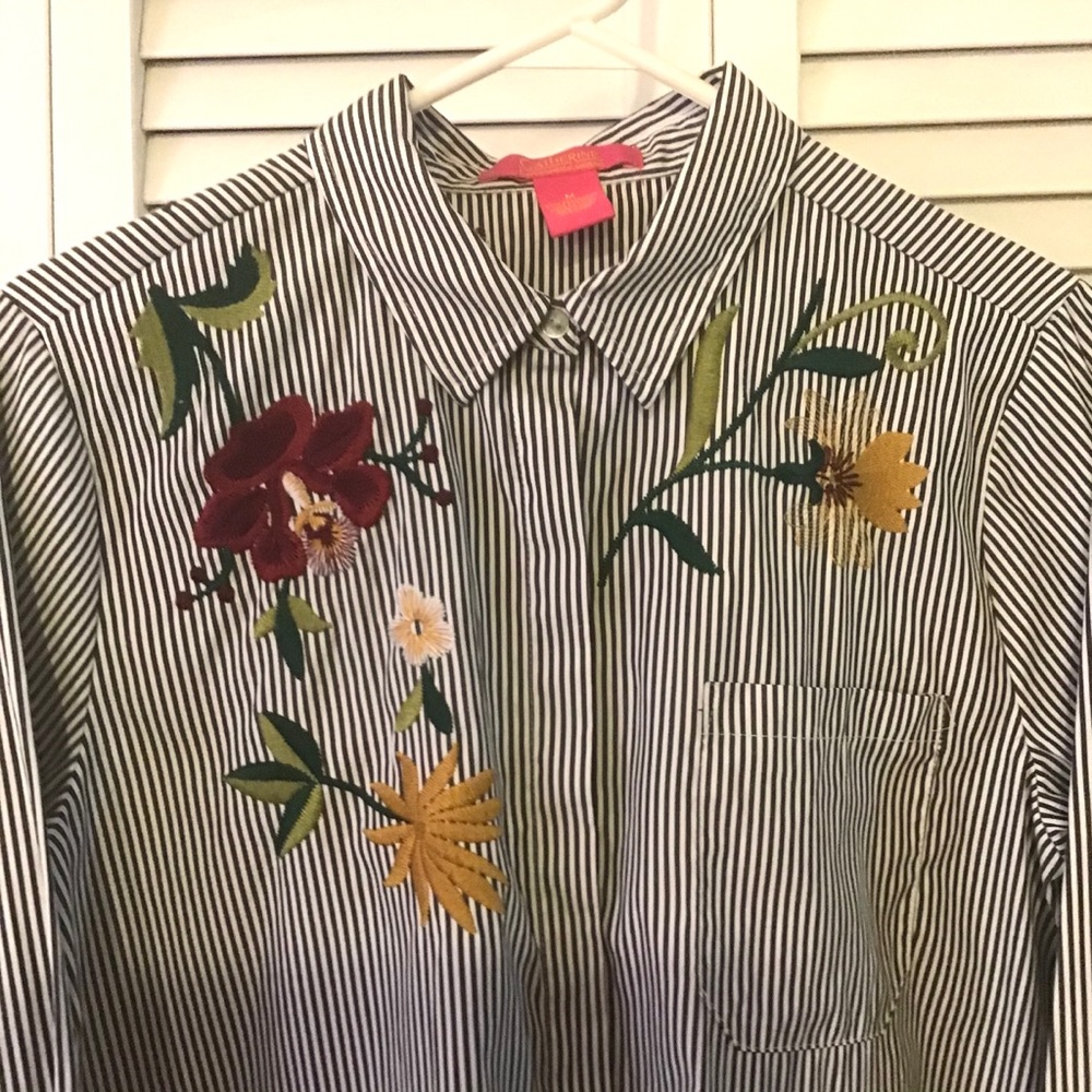 Catherine Malandrino Embroidered Oxford Size M